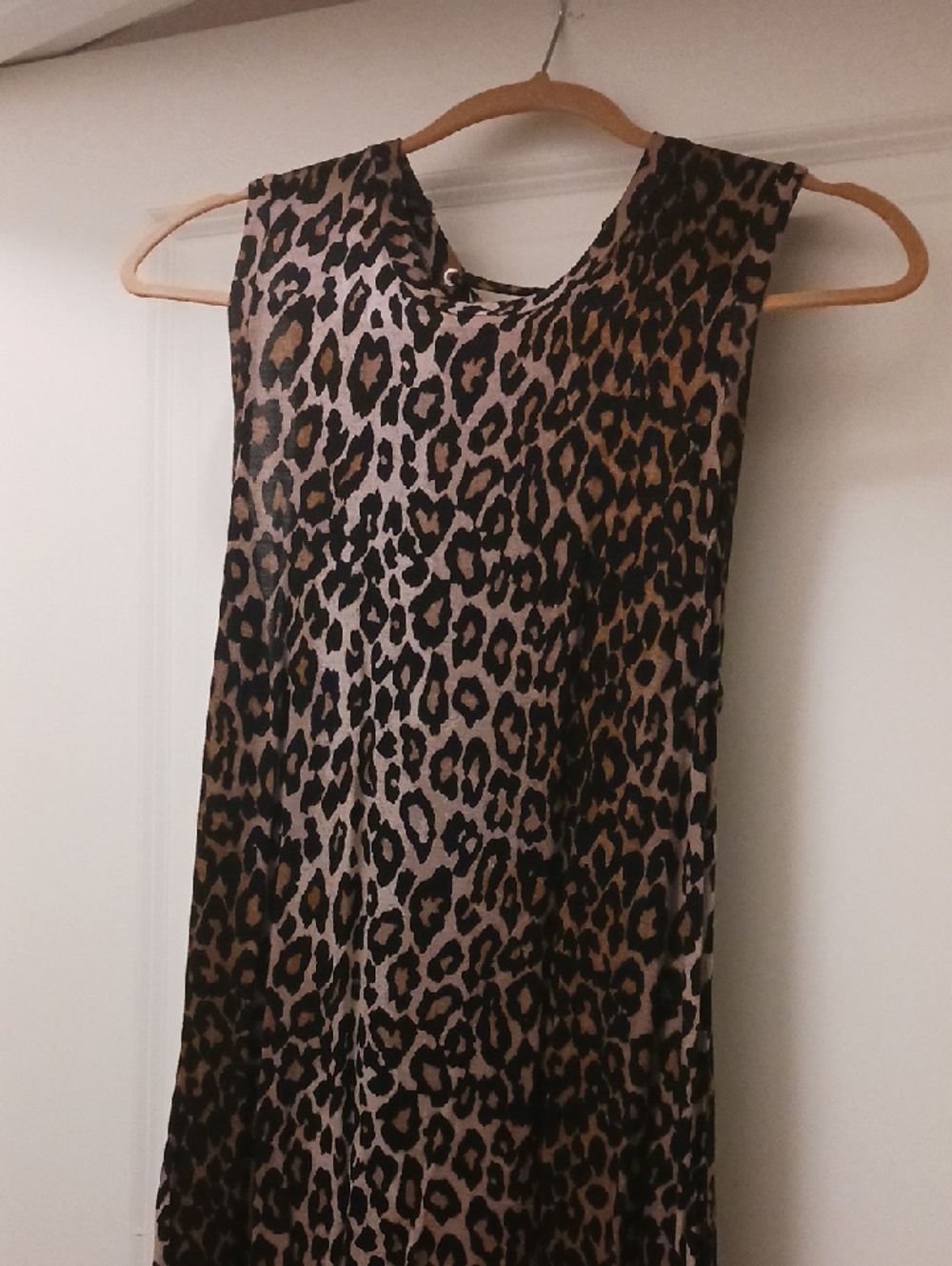 RACHEL Rachel Roy Leopard Print Laced Back Tank Top Black & Tan Color